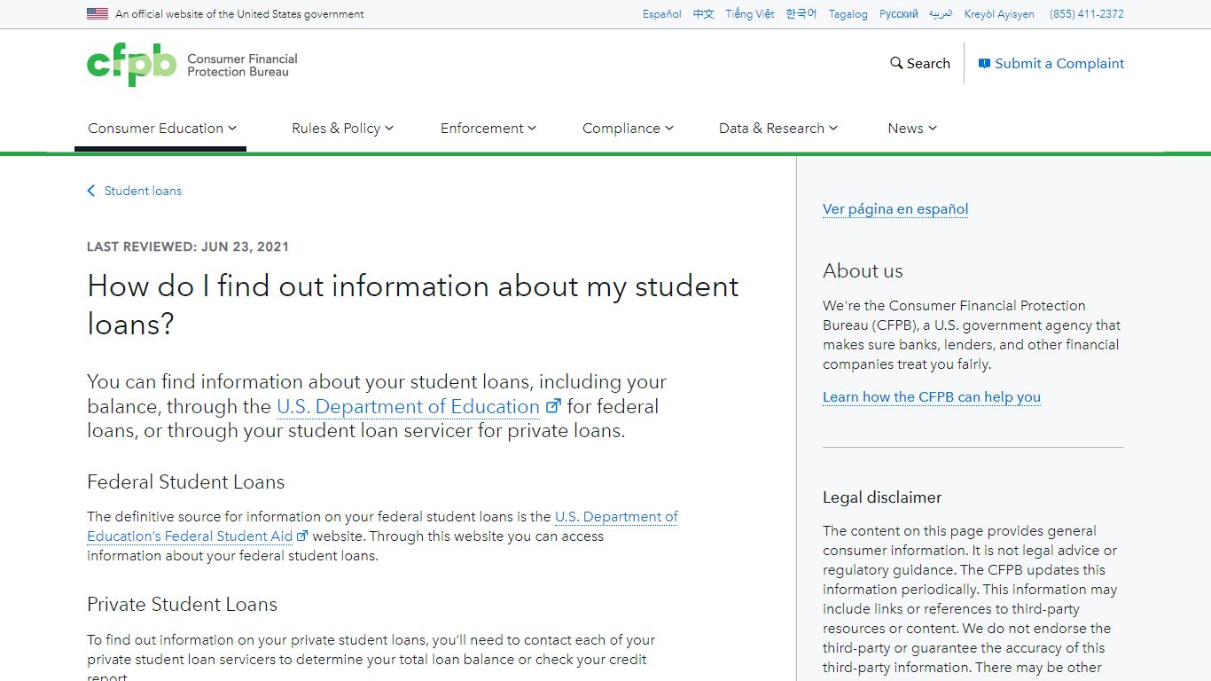 How do I find out information about my student loans?
